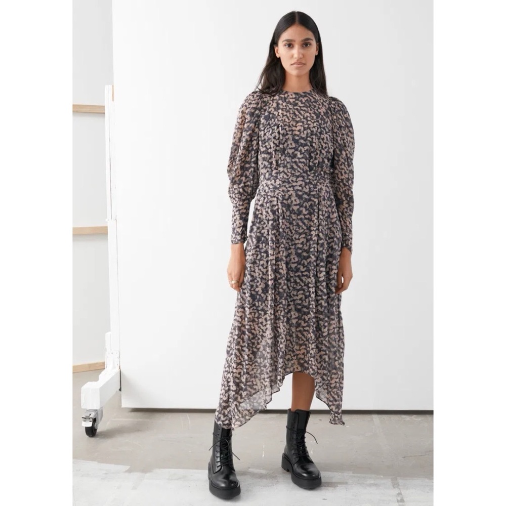 NWT & OTHER STORIES Floral Puff Sleeve Midi Dress US 6
